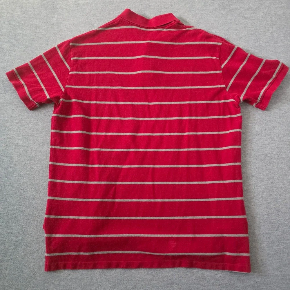 Polo Ralph Lauren Mens XL Classic Fit Striped Polo Shirt Red Grey Short Sleeve - Picture 6 of 8